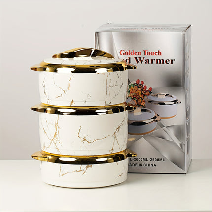 3 Pcs, Golden Touch Food Warmer, Thermal Casserole Dish Set with Lids,
