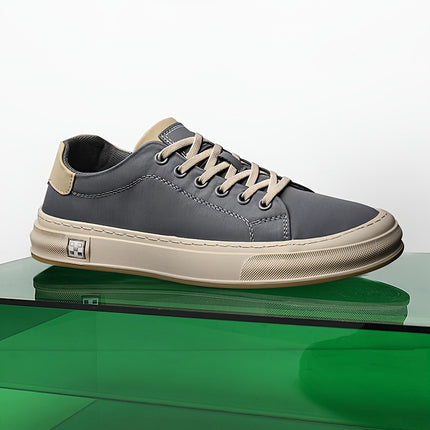 Men's Fashion Sneakers - Comfort Inner with Faux Insole - Fabric Upper Low-Top Shoes - Solid Color and Lace-Up