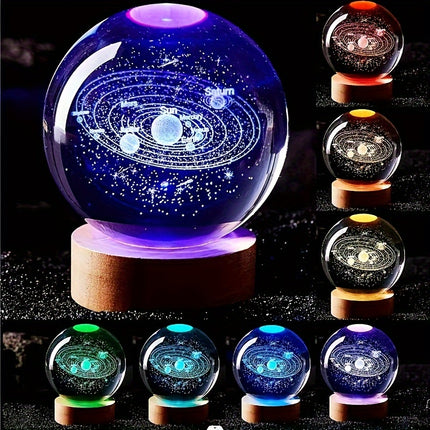 3D laser carved crystal ball colored night light, a holiday gift for family, friends, and colleagues,