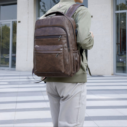 Men's Fashion Simple Retro Large Capacity Shoulder Bag Versatile Work Commute Travel Backpack Backpack