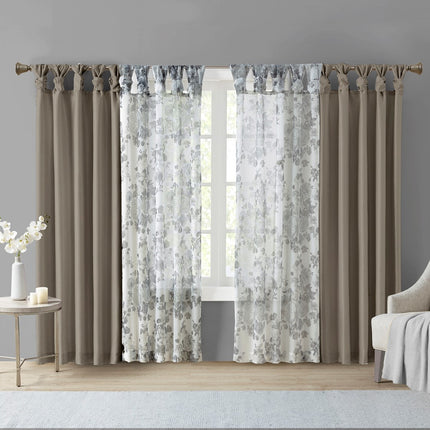 Twist Tab Lined Window Curtain Panel Pewter 50x95'
