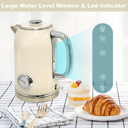 Electric Kettle -67.63oz Hot Tea Kettle with Thermometer, 1500W Fast Heating Stainless Steel Teapot,