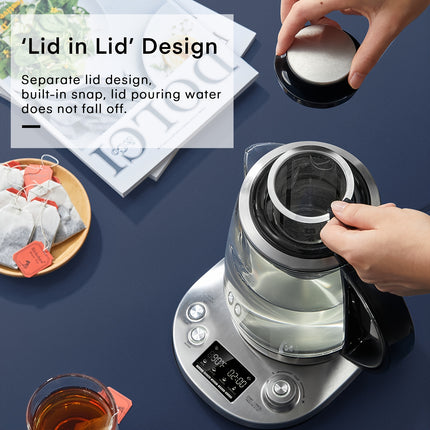 Electric Tea Kettle, 9 Temperature Control Presets Glass Kettle, 1200W Tea Pot with Removable Infuser