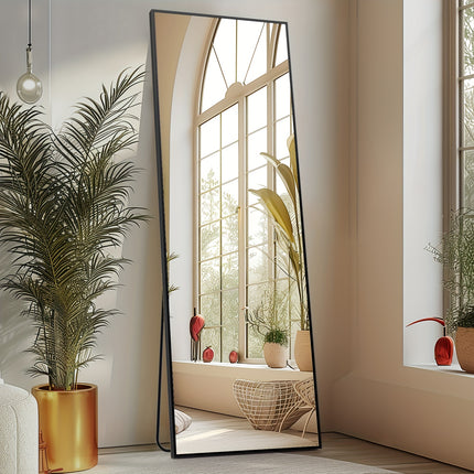 Tall Mirror With Stand, Tall Full Body Mirror, Hanging Or Leaning For Wall, Aluminum
