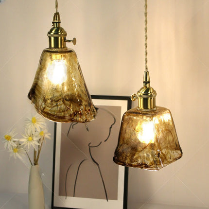 Retro Retro Brass Amber Glass Lamp