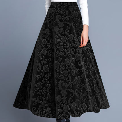 Floral Pattern High Waist Skirt, Elegant A-line Skirt, Women's Clothing
