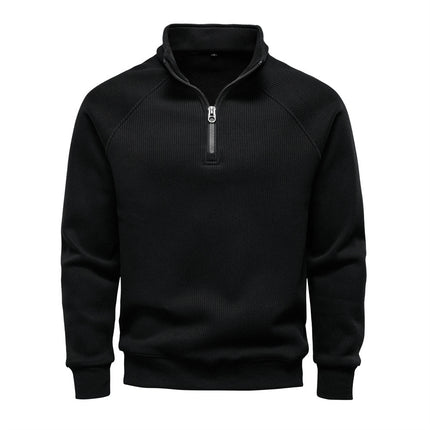 Zipper Sweater Stand-up Collar All-match Fleece Men's Sweater Top