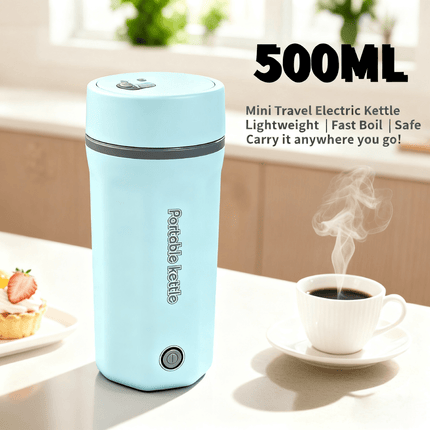 Travel Electric Kettle Portable Mini Kettle, 500ML Small Hot Water Boiler, 304 Stainless Steel,