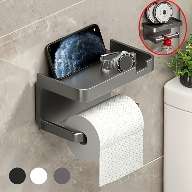Wall-Mounted Tissue Holder with Storage Shelf