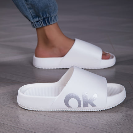2 pcs Unisex Solid Color Open Toe Breathable Slippers, Comfortable Casual Durable Slippers