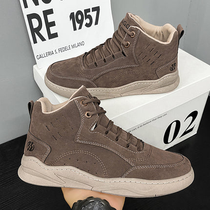 Men'S & Women'S Large Size Retro High-Top Sneakers - Chunky Platform Sole, Round Toe,