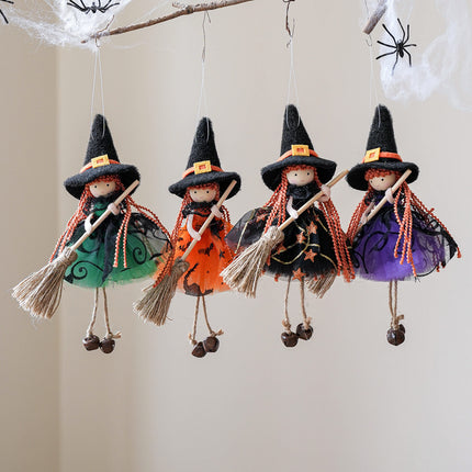 Halloween Mesh Broom Girl Angel Christmas Tree Pendant