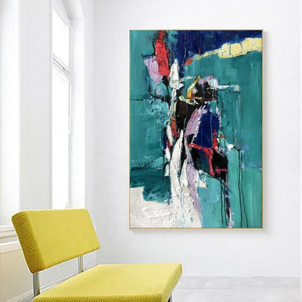 Handmade Oil Painting Canvas Wall Art Decoration Modern Abstract Texture Blue And Green For Home Living Room Decor Entrance Niche Art Installation Rolled Frameless Unstretched Painting