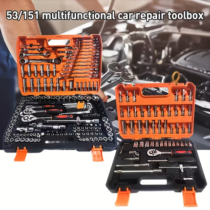53/151pcs High-Quality Ultimate Edition Ratchet Wrench Multi-Function Tool Set - Professional Automotive Repair