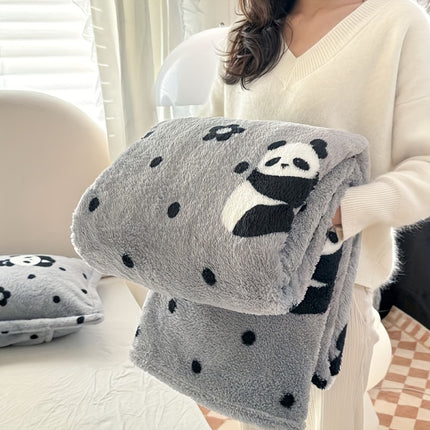Black & White Cozy Panda Plush Throw Blanket - Super Soft Dual-Sided Fleece with Cute Panda Design