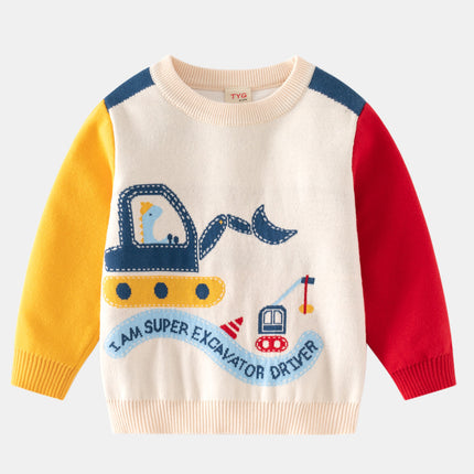 European And American Style Children's Clothing Boys' Contrast Color Sleeve Woolen Top