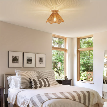 Boho Light Fixtures Ceiling Mount Boho Rattan Ceiling Light Flush Mount Mini Chandelier Woven Ceiling Light
