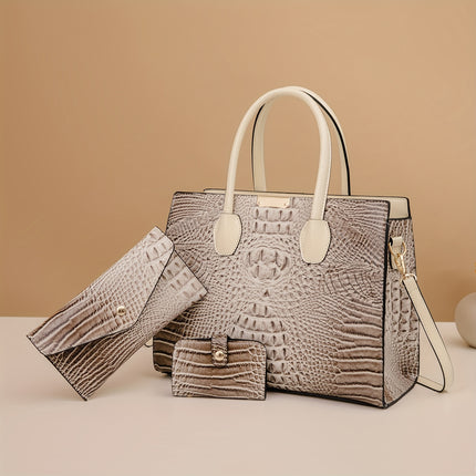 Handbag with Golden-Tone Hardware, Detachable Shoulder Strap & Zipper Closure