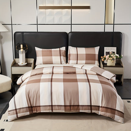 3pcs Geometric Pattern Quilted Bedding Set, Warm and Comfortable, All-Season Use