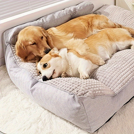 Large XL 100cm Gray Pet Bed for Big Dogs, Insulated, Non-Slip Base with Removable Washable Cover - Ideal for Autumn and Winter, Large Dog Bed|Cozy Dog Bed|Durable Dog Bed