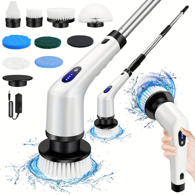 Electric Rotary Scrubber Cordless Shower Cleaner Bathroom Cleaning Brush With Adjustable Telescopic