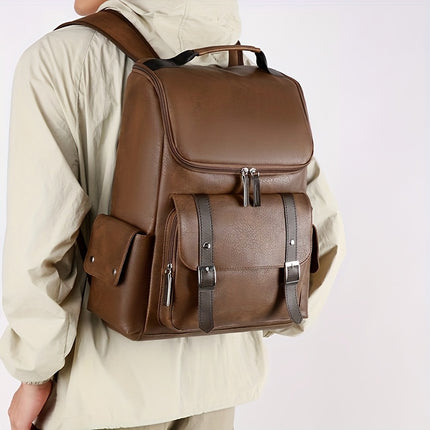 Men's Vintage Multi-Pocket Backpack Compatible for MacBook/Airport - Convertible Travel Bag