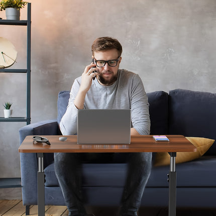 Adjustable Height Rolling Computer Desk with Wheels - 80.01cm x 39.24cm Compact Mobile Workstation