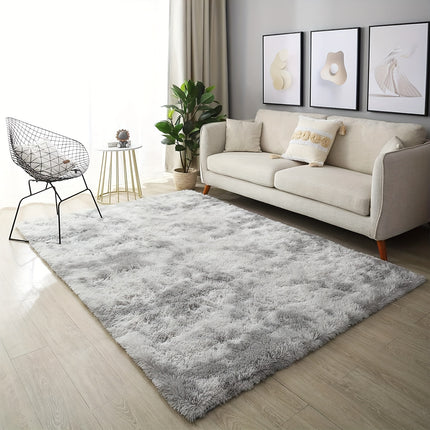 1pc soft plush area Mat, non-slip plush Mat, soft plush bedside Mat, tie dye living room Mat,
