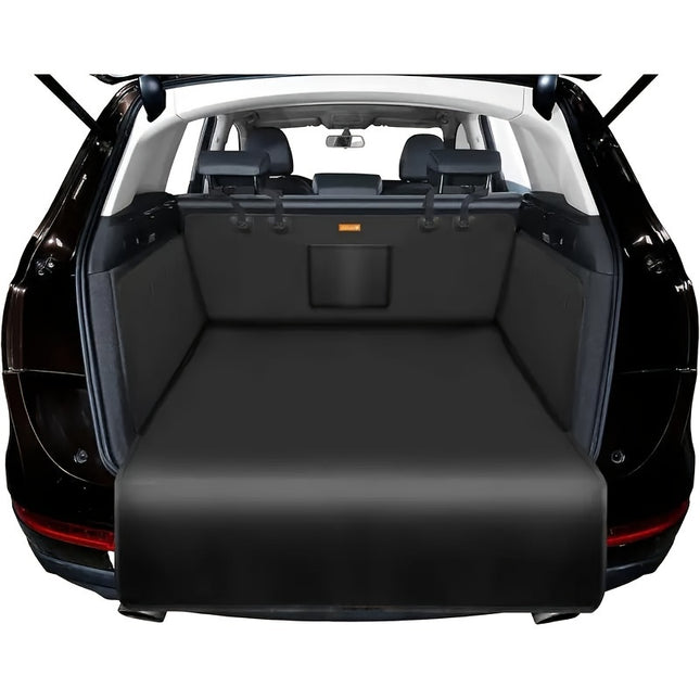 1pc Universal Fit Dog Car Trunk Liner Protector, Non-Slip Waterproof Pet Cargo Cover, Scratch-Resistant Washable Luggage Mat for Small Trucks SUVs, Black Fabric Material