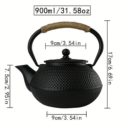Cast Iron Teapot with Removable Stainless Steel Infuser - Classic Elegant Design,