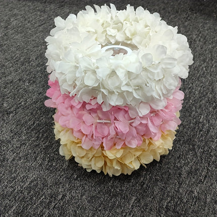 Fabric Three-Dimensional Flower Lampshade Made of Artificial Materials with Everlasting Flowers.