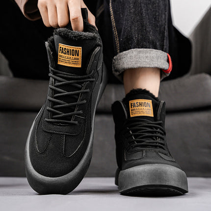 Men's Winter Warm Mid-Top Sneakers Slip-Resistant Traction Tread