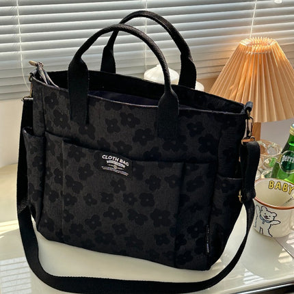 Original Handmade 3D Flower Tote Thickened Zipper Student Class Commuting Hand Single Shoulder Women'S
