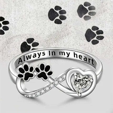 Small Dog Paw Prints Ring