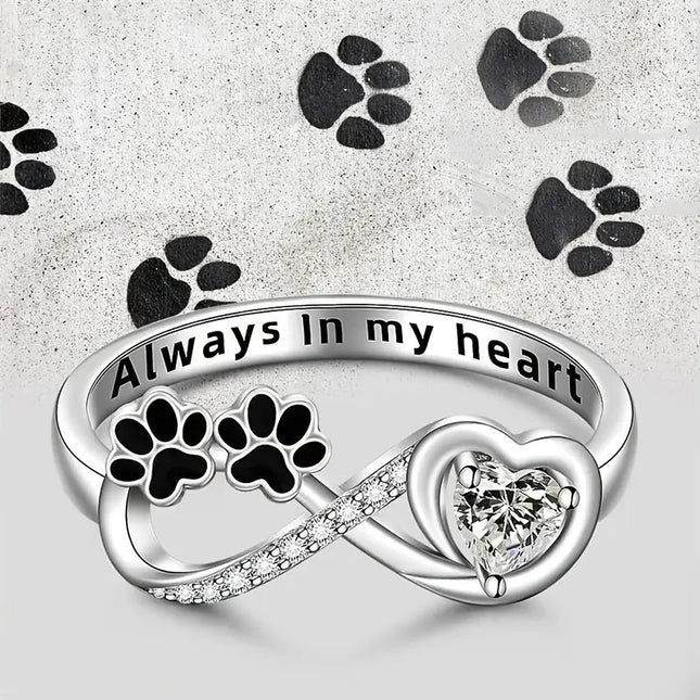 Small Dog Paw Prints Ring