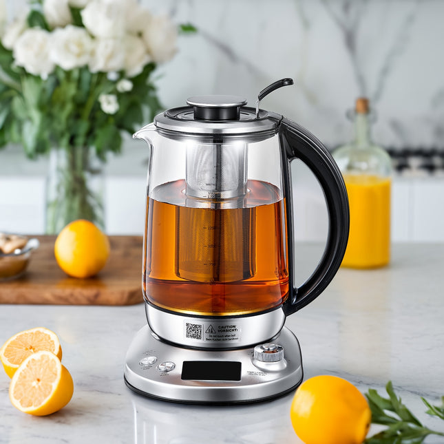 Electric Tea Kettle, 9 Temperature Control Presets Glass Kettle, 1200W Tea Pot with Removable Infuser