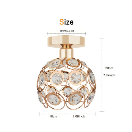 1pc Elegant Crystal Chandelier, Modern Semi-Flush Mount Ceiling Light with Polished Metal Finish,