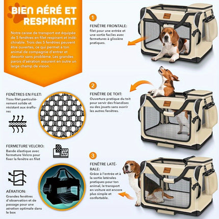 XXL Foldable Pet Carrier Crate for Dogs & Cats - Durable Tear-Resistant Material