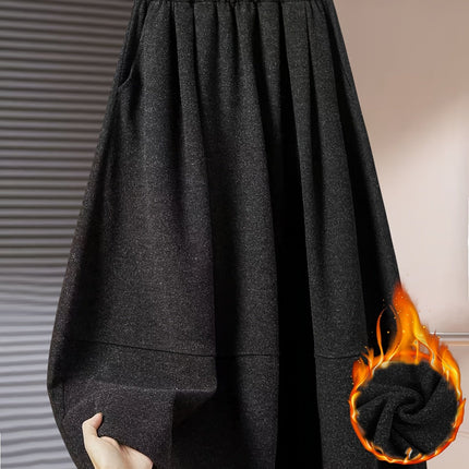 Warm Brushed High Gram Weight Loose Casual Versatile Skirt Long Skirt