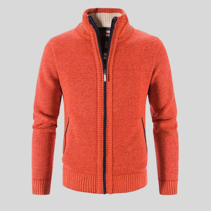 Men's Solid Color Stand Collar Cardigan Jacket
