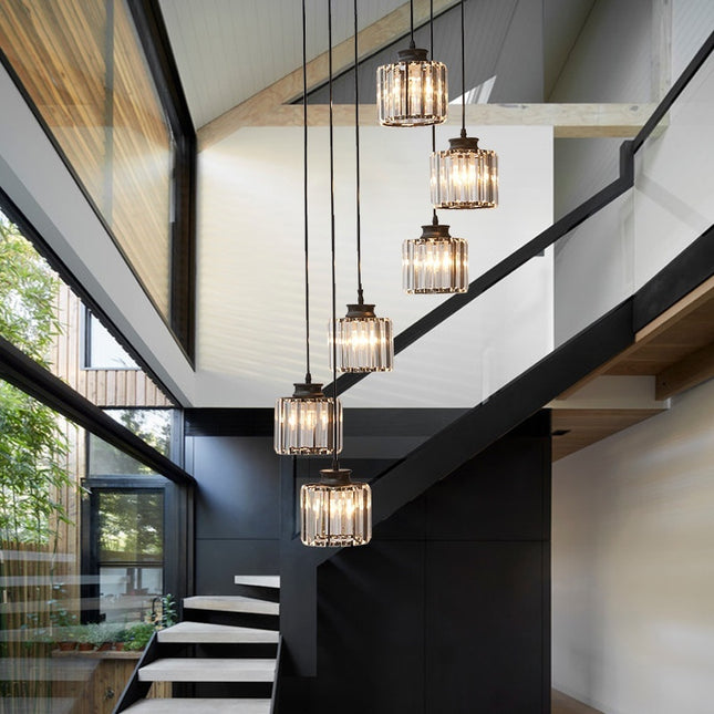 Duplex Staircase Long Chandelier Lamps Modern Minimalist And Magnificent Crystal