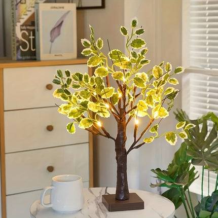 1pc of Green Birch Tree Light, 60.96 cm Tall with 24 LED Lights, Battery-Operated Artificial Tree Lamp