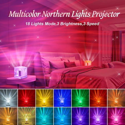 Northern Lights Water Ripple Projection Lamp Ambience Light Gift Bedroom Bedside Lamp Living Room Atmosphere