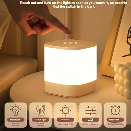 1 Rechargeable Touch Night Light with Adjustable Brightness, Suitable for Bedroom, Bathroom