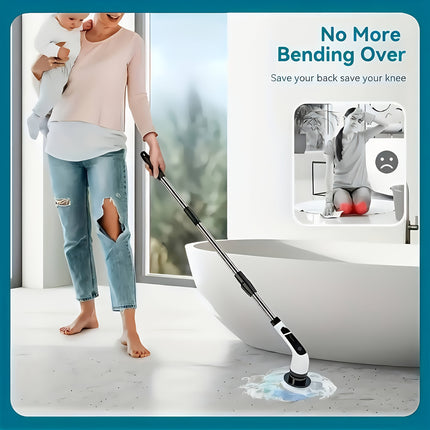 Essential for the Lazy: Multi-Functional 9-in-1 Electric Rotating Cleaning Brush with Wireless Heads