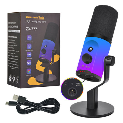 ZX777 Moving Coil XLR USB Dual-mode Noise Reduction Microphone