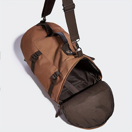 Fashion Canvas Korean-Style Backpack, Large Capacity Travel Bag, Street Outdoor Men's Casual Cylinder Bag,