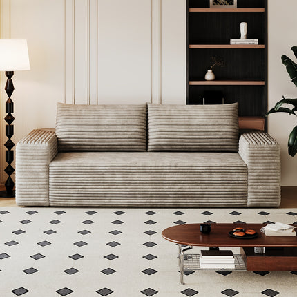 Sofa Deep Seat, Comfy Corduroy Cloud Sofa, No Assembly Required, Champagne Color,