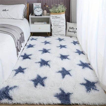 Luxury Plush Shag Mat - Ultra-Soft Beige & Grey Star-Sprinkled Floor for ' Room,, Bedroom,