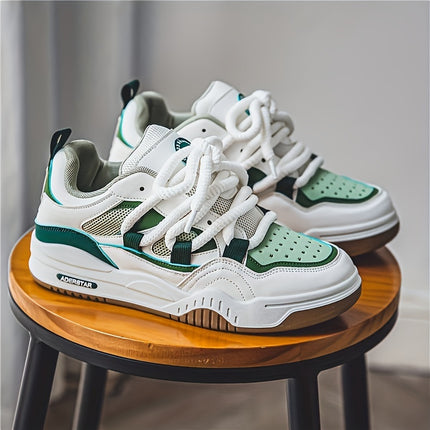 Men's Trendy Chunky Skate Shoes With Good Grip, Breathable Lace-up Sneakers, Men's Footwear